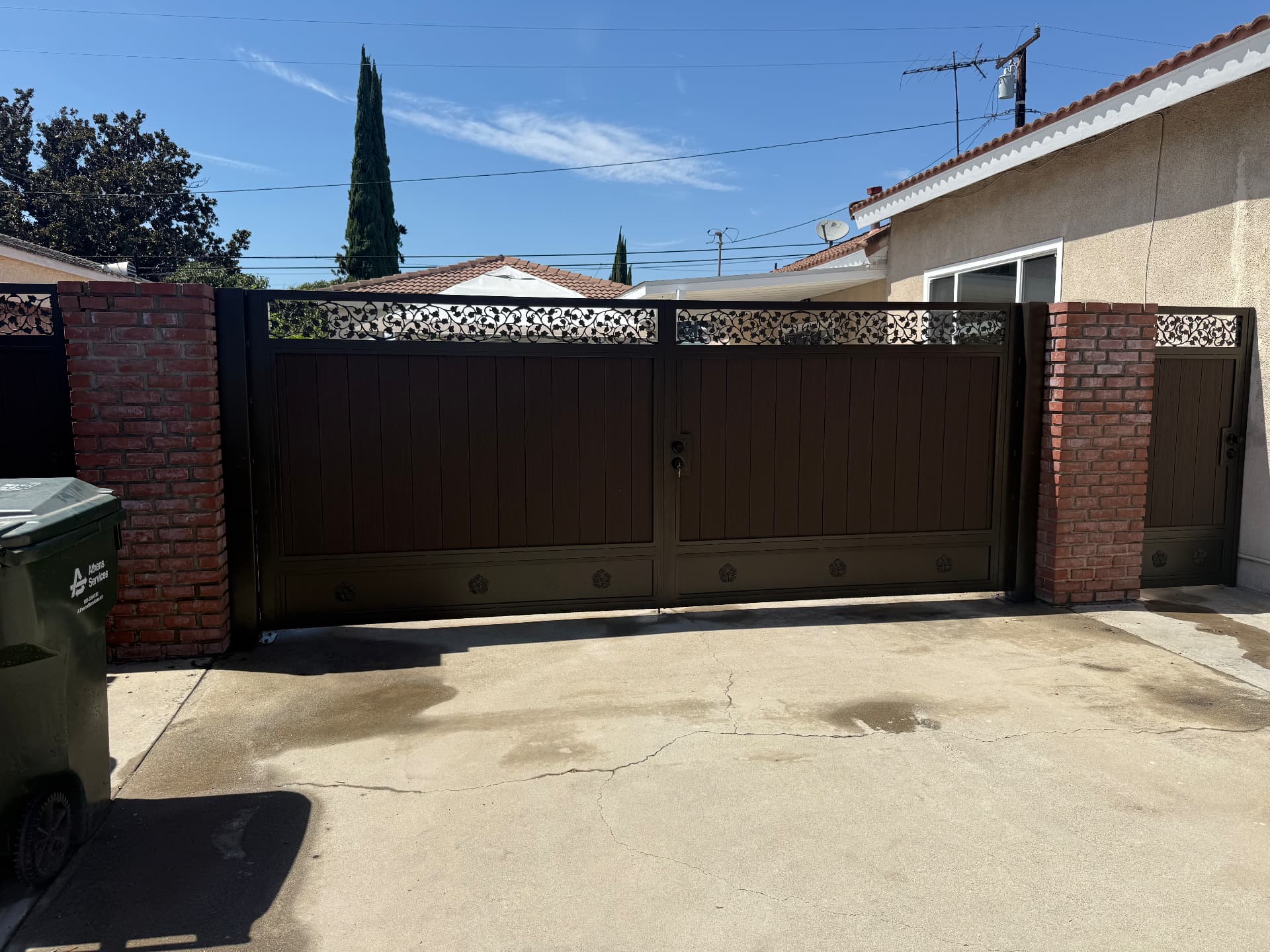 Bronze Scrollwork Driveway Gate