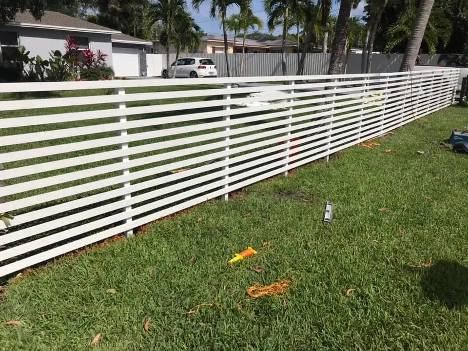 White Horizontal Slat Fence