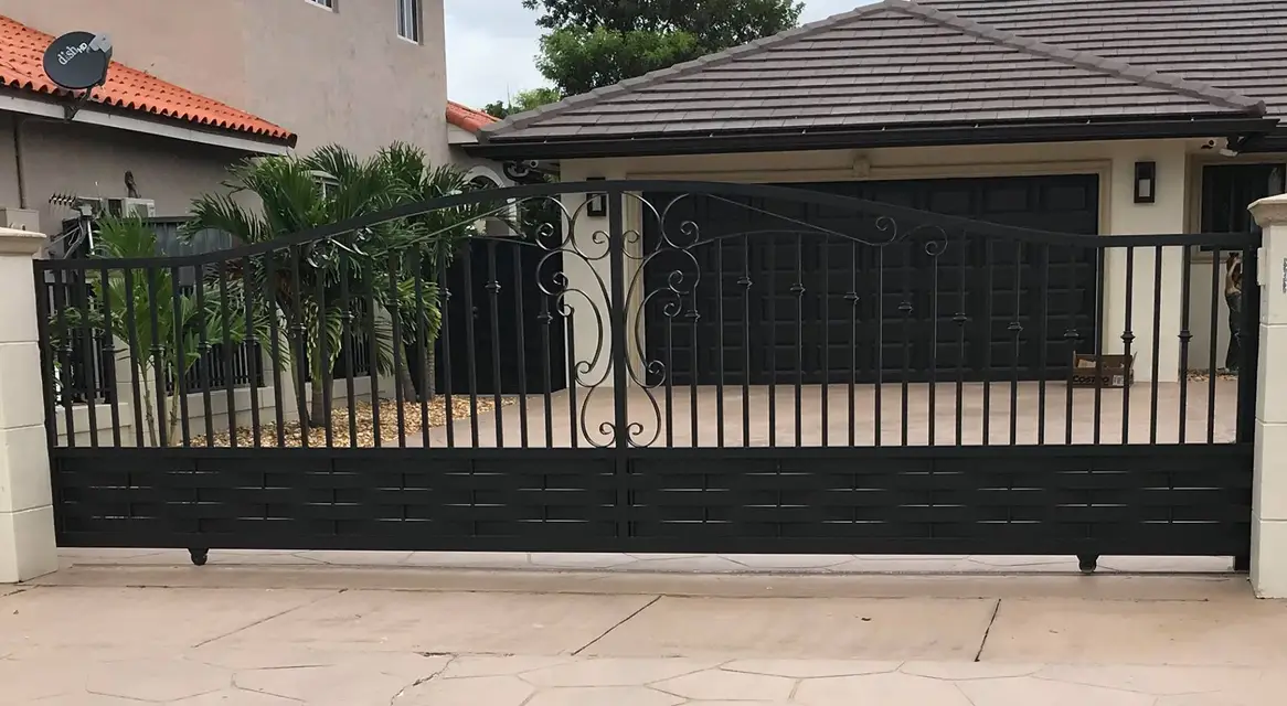 Black Scrollwork Drive Gate