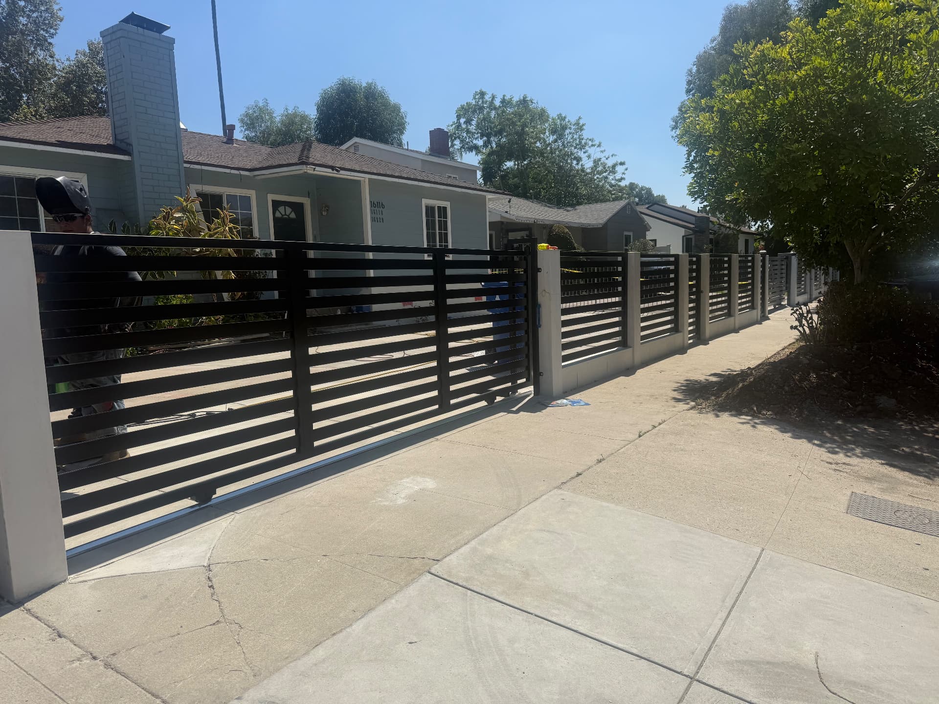 Black Slat Rolling Gate & Fence