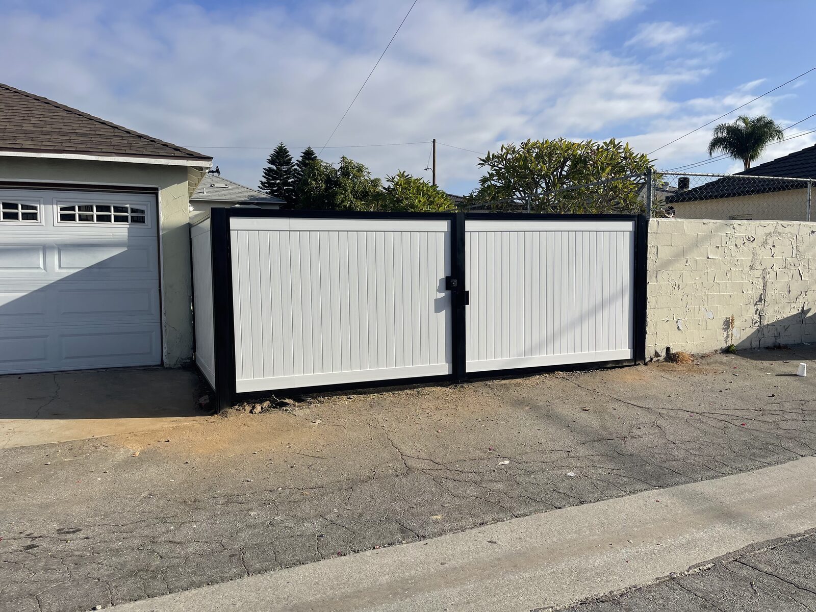 White Panel Driveway Gate